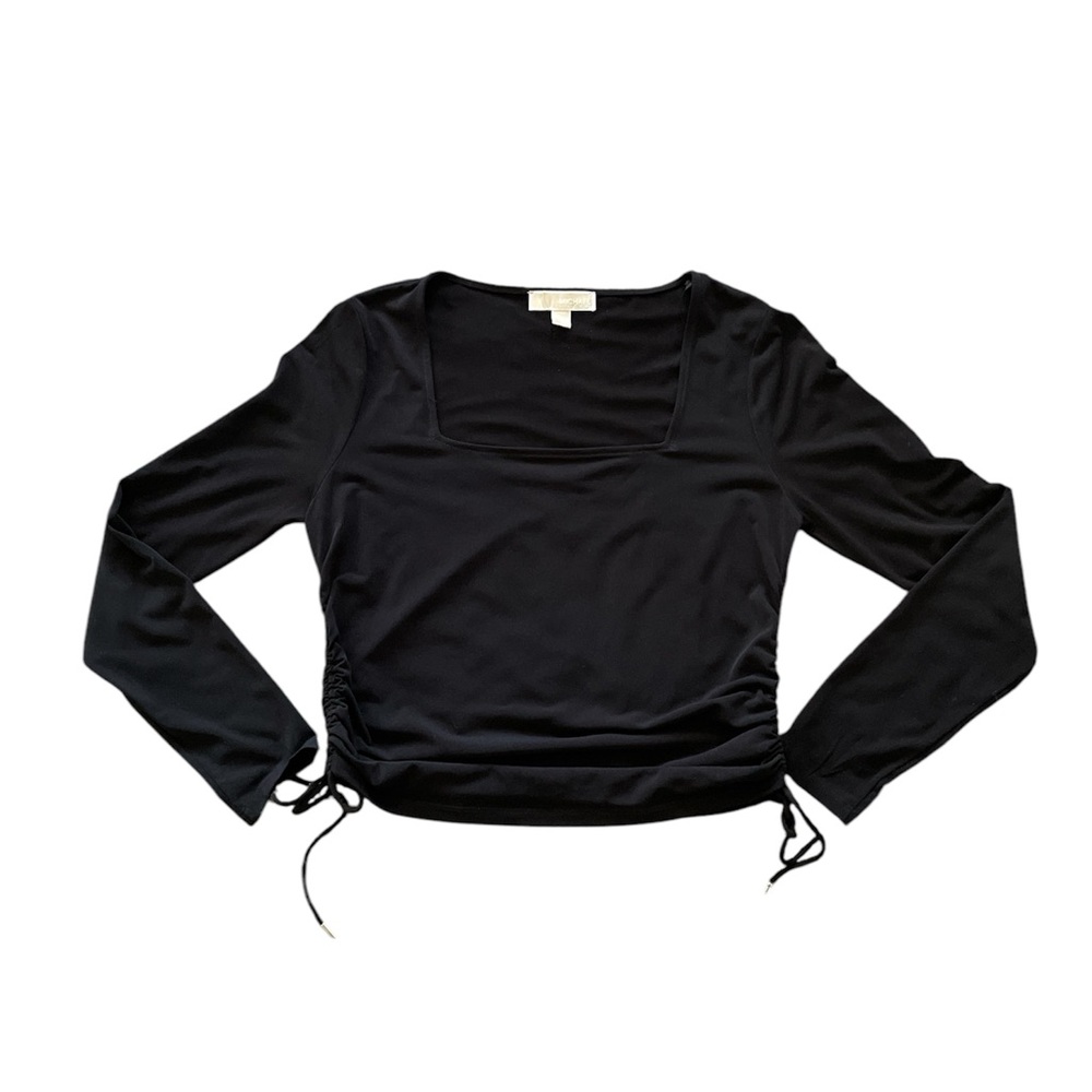 MICHAEL Michael Kors Black Fitted Ruched Blouse